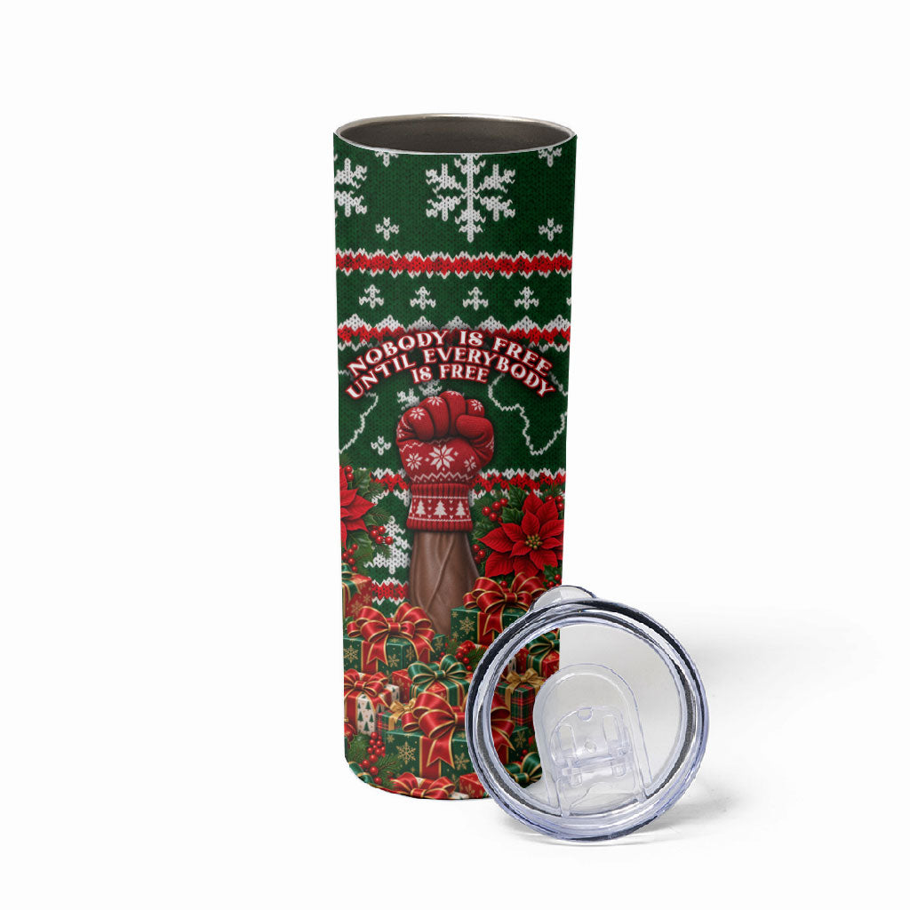 Fannie Lou Hamer Christmas Skinny Tumbler Retro Ugly Christmas Pattern Civil Rights Activist Pan African