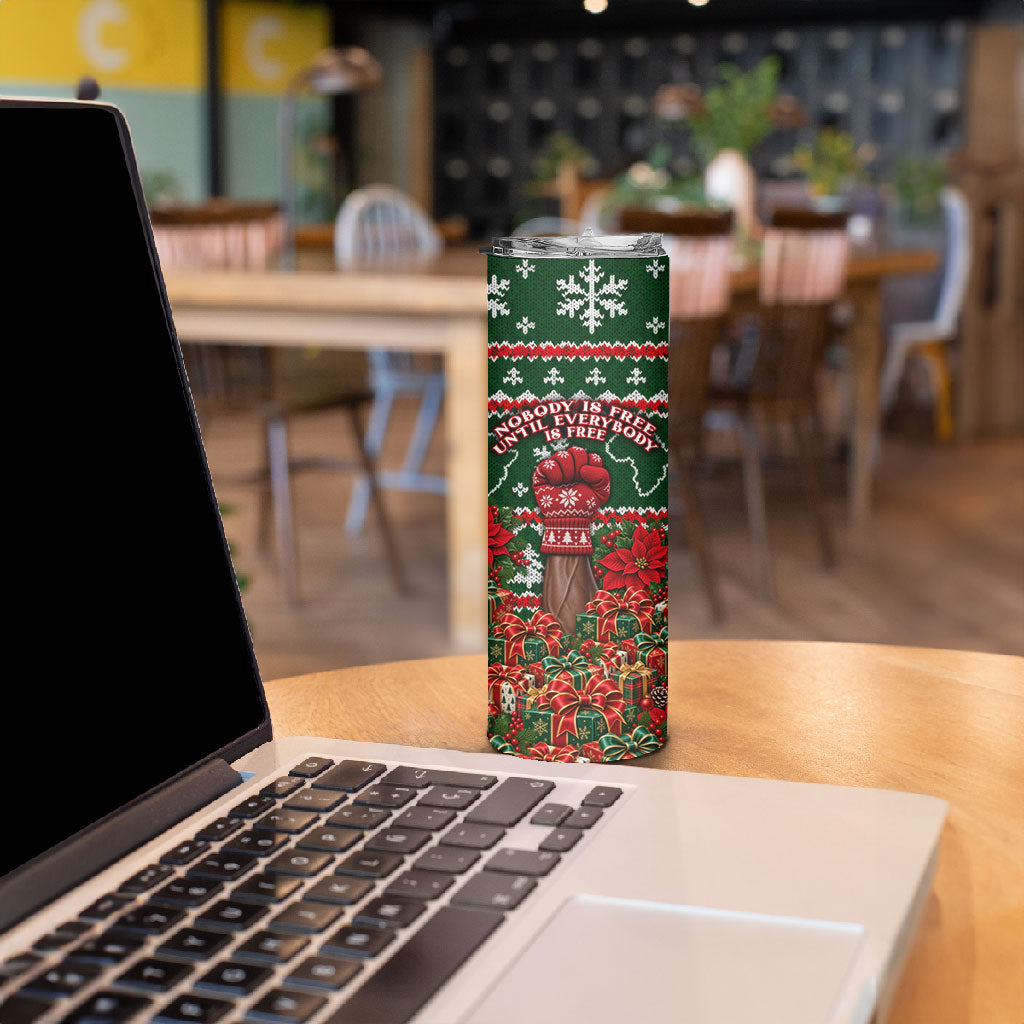 Fannie Lou Hamer Christmas Skinny Tumbler Retro Ugly Christmas Pattern Civil Rights Activist Pan African