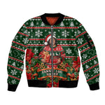 Fannie Lou Hamer Christmas Sleeve Zip Bomber Jacket Retro Ugly Christmas Pattern Civil Rights Activist Pan African