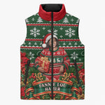 Fannie Lou Hamer Christmas Sleeveless Puffer Jacket Retro Ugly Christmas Pattern Civil Rights Activist Pan African