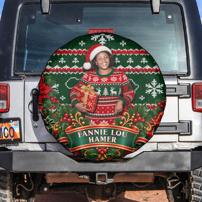 Fannie Lou Hamer Christmas Spare Tire Cover Retro Ugly Christmas Pattern Civil Rights Activist Pan African
