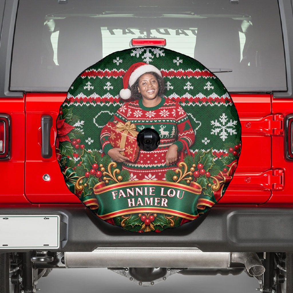Fannie Lou Hamer Christmas Spare Tire Cover Retro Ugly Christmas Pattern Civil Rights Activist Pan African