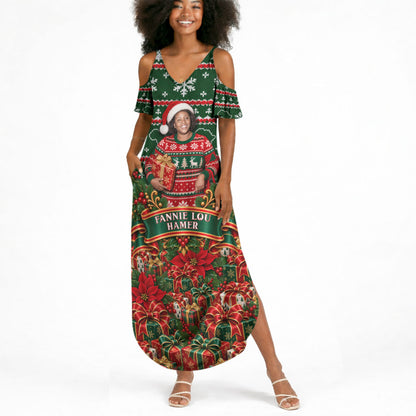 Fannie Lou Hamer Christmas Summer Maxi Dress Retro Ugly Christmas Pattern Civil Rights Activist Pan African