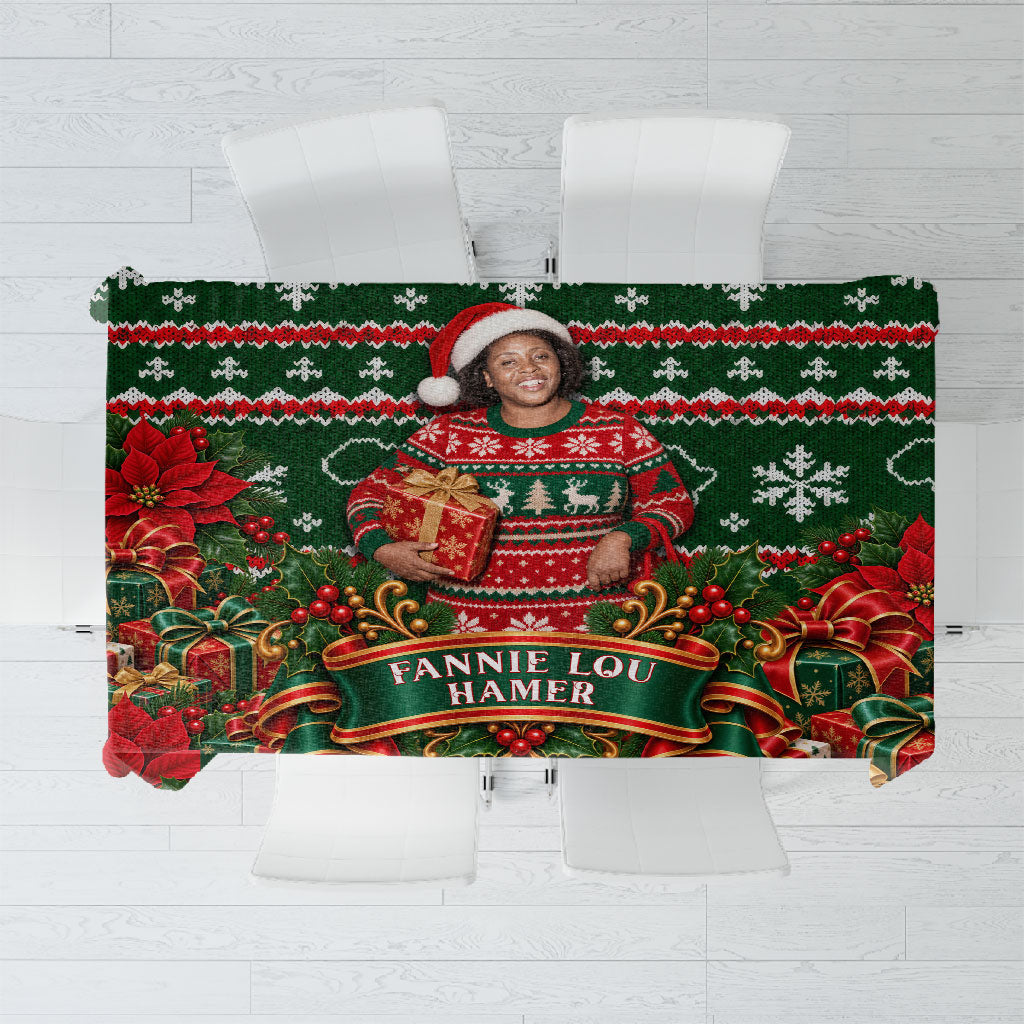 Fannie Lou Hamer Christmas Tablecloth Retro Ugly Christmas Pattern Civil Rights Activist Pan African