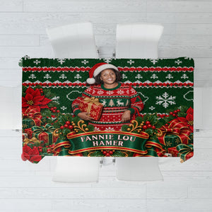 Fannie Lou Hamer Christmas Tablecloth Retro Ugly Christmas Pattern Civil Rights Activist Pan African