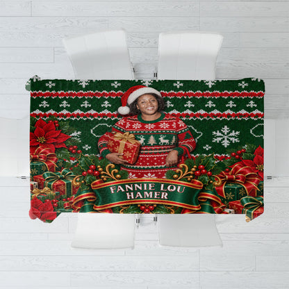 Fannie Lou Hamer Christmas Tablecloth Retro Ugly Christmas Pattern Civil Rights Activist Pan African
