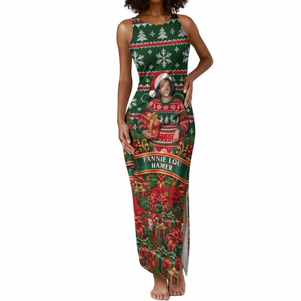 Fannie Lou Hamer Christmas Tank Maxi Dress Retro Ugly Christmas Pattern Civil Rights Activist Pan African