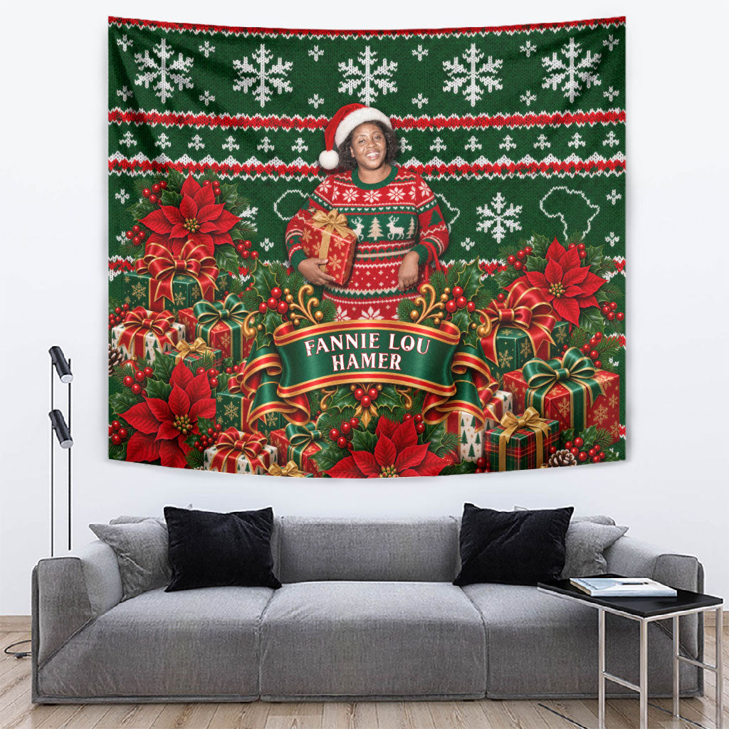 Fannie Lou Hamer Christmas Tapestry Retro Ugly Christmas Pattern Civil Rights Activist Pan African