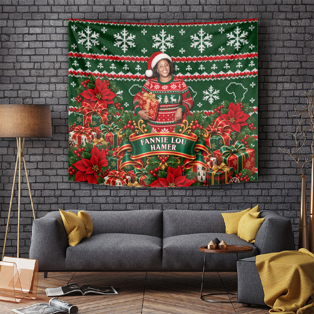 Fannie Lou Hamer Christmas Tapestry Retro Ugly Christmas Pattern Civil Rights Activist Pan African