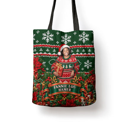 Fannie Lou Hamer Christmas Tote Bag Retro Ugly Christmas Pattern Civil Rights Activist Pan African