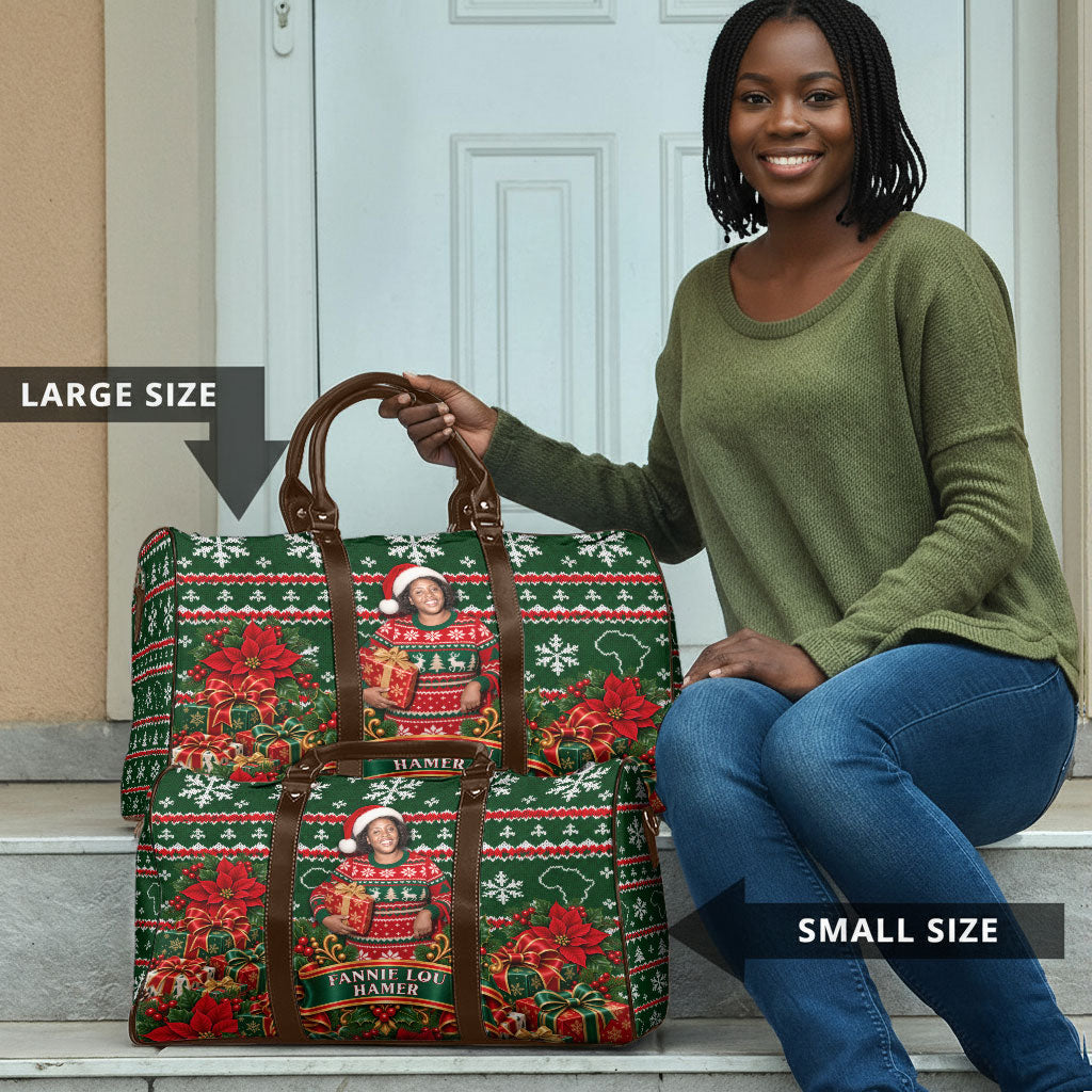 Fannie Lou Hamer Christmas Travel Bag Retro Ugly Christmas Pattern Civil Rights Activist Pan African