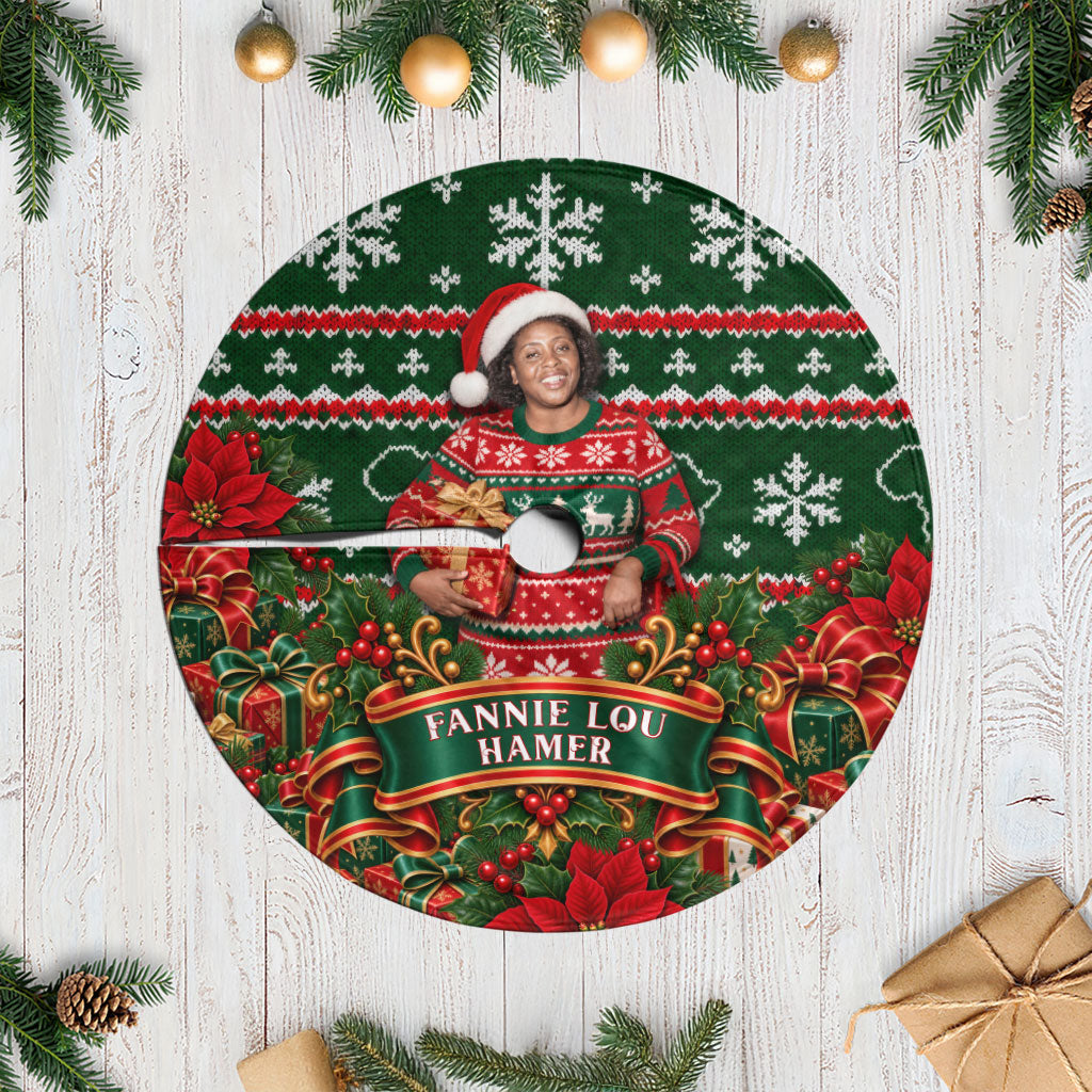 Fannie Lou Hamer Christmas Tree Skirt Retro Ugly Christmas Pattern Civil Rights Activist Pan African