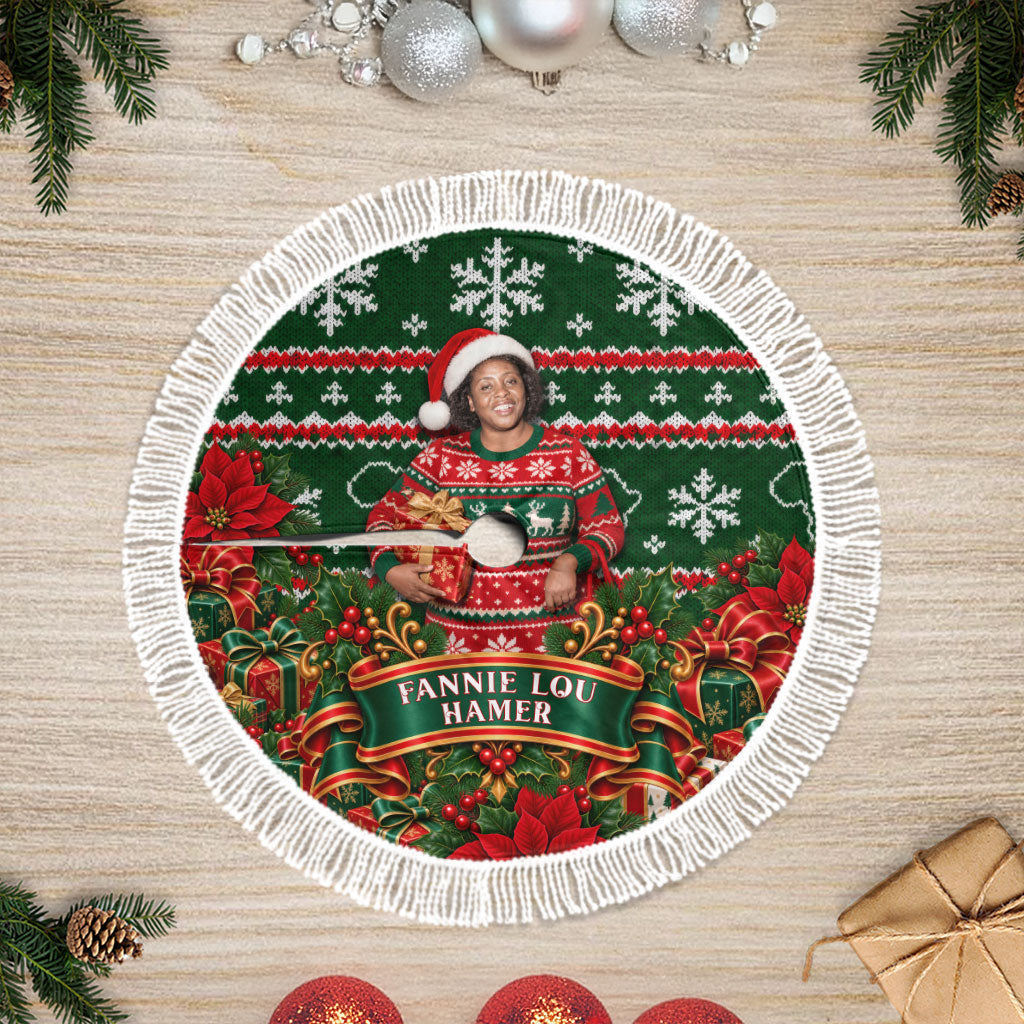 Fannie Lou Hamer Christmas Tree Skirt Retro Ugly Christmas Pattern Civil Rights Activist Pan African