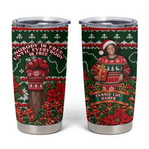 Fannie Lou Hamer Christmas Tumbler Cup Retro Ugly Christmas Pattern Civil Rights Activist Pan African