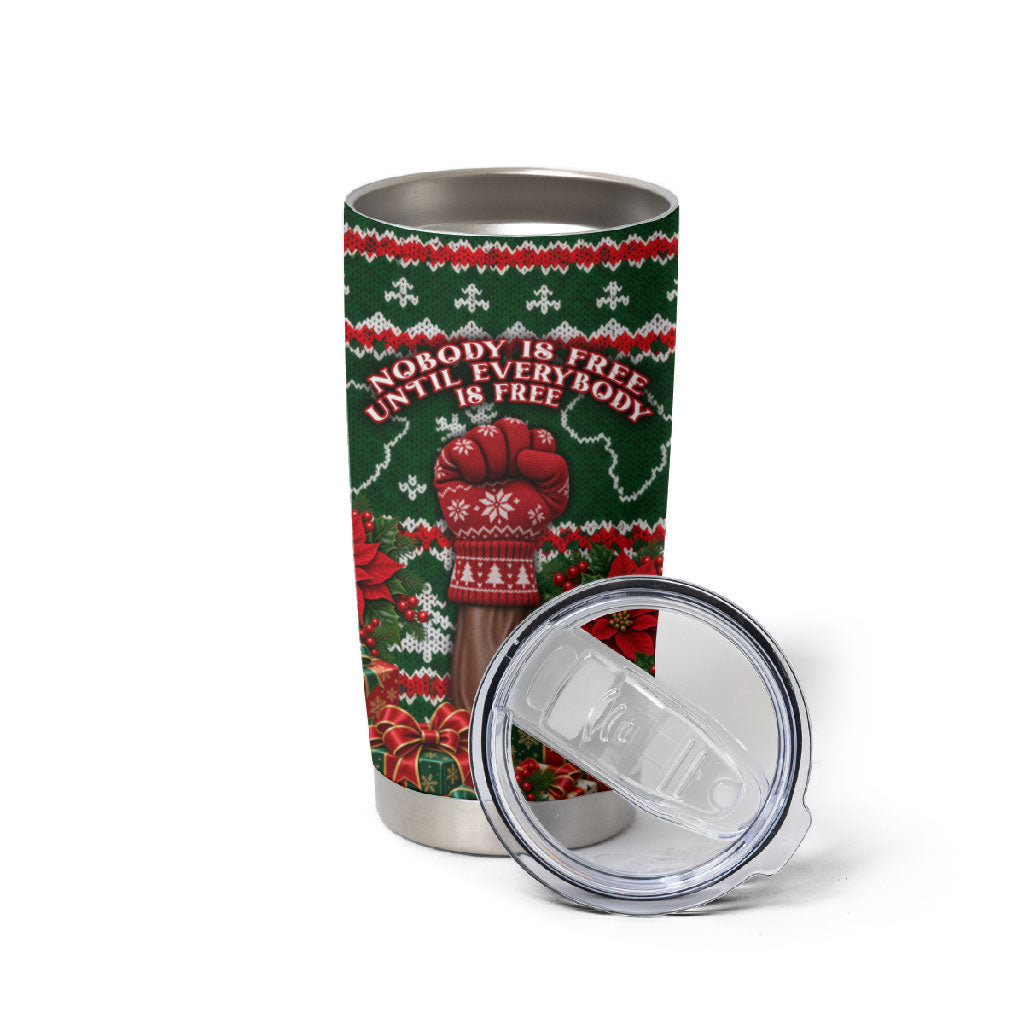 Fannie Lou Hamer Christmas Tumbler Cup Retro Ugly Christmas Pattern Civil Rights Activist Pan African