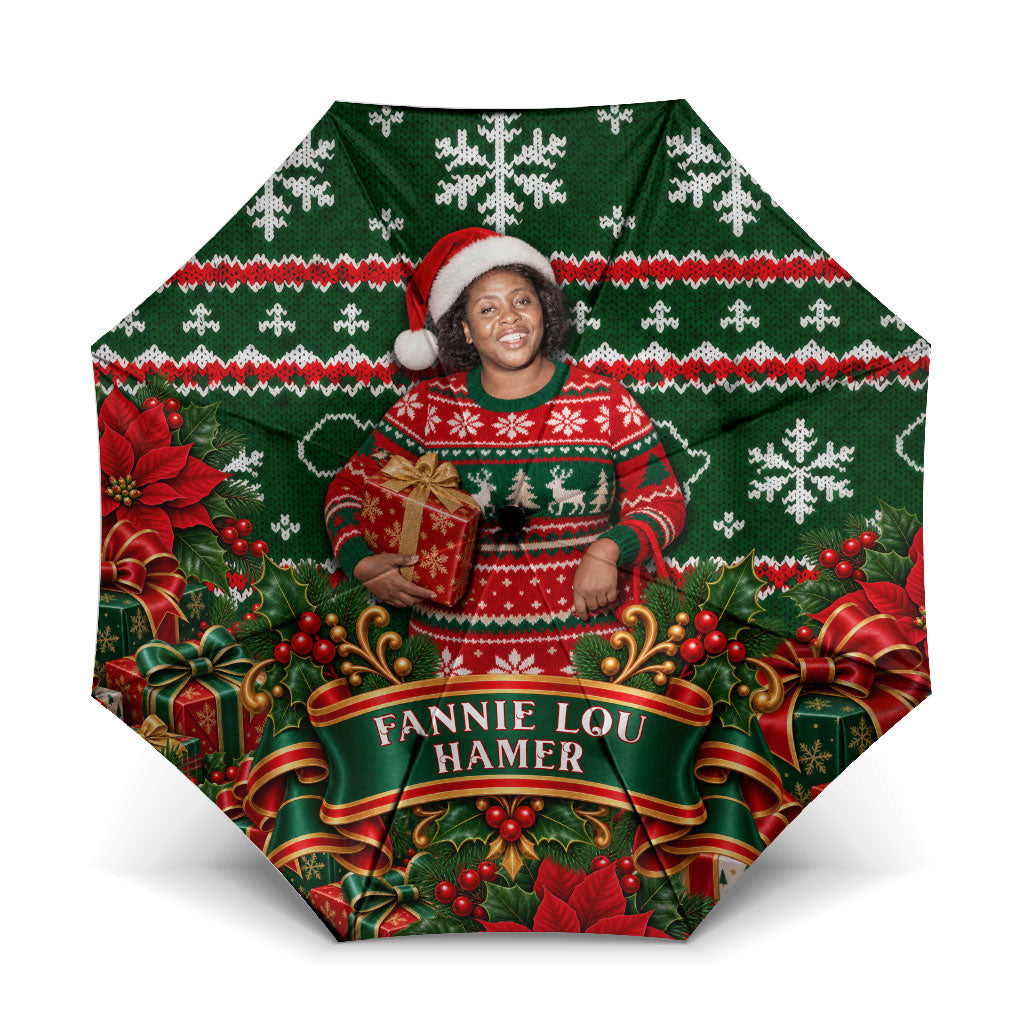 Fannie Lou Hamer Christmas Umbrella Retro Ugly Christmas Pattern Civil Rights Activist Pan African