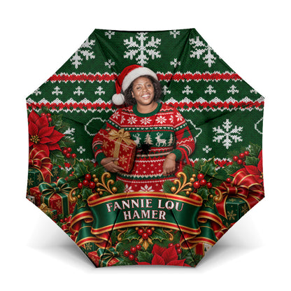Fannie Lou Hamer Christmas Umbrella Retro Ugly Christmas Pattern Civil Rights Activist Pan African