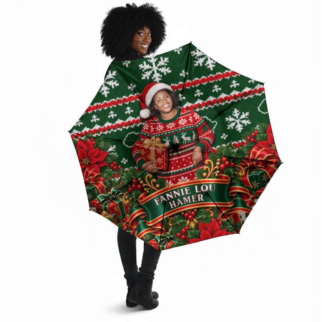 Fannie Lou Hamer Christmas Umbrella Retro Ugly Christmas Pattern Civil Rights Activist Pan African