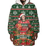 Fannie Lou Hamer Christmas Wearable Blanket Hoodie Retro Ugly Christmas Pattern Civil Rights Activist Pan African