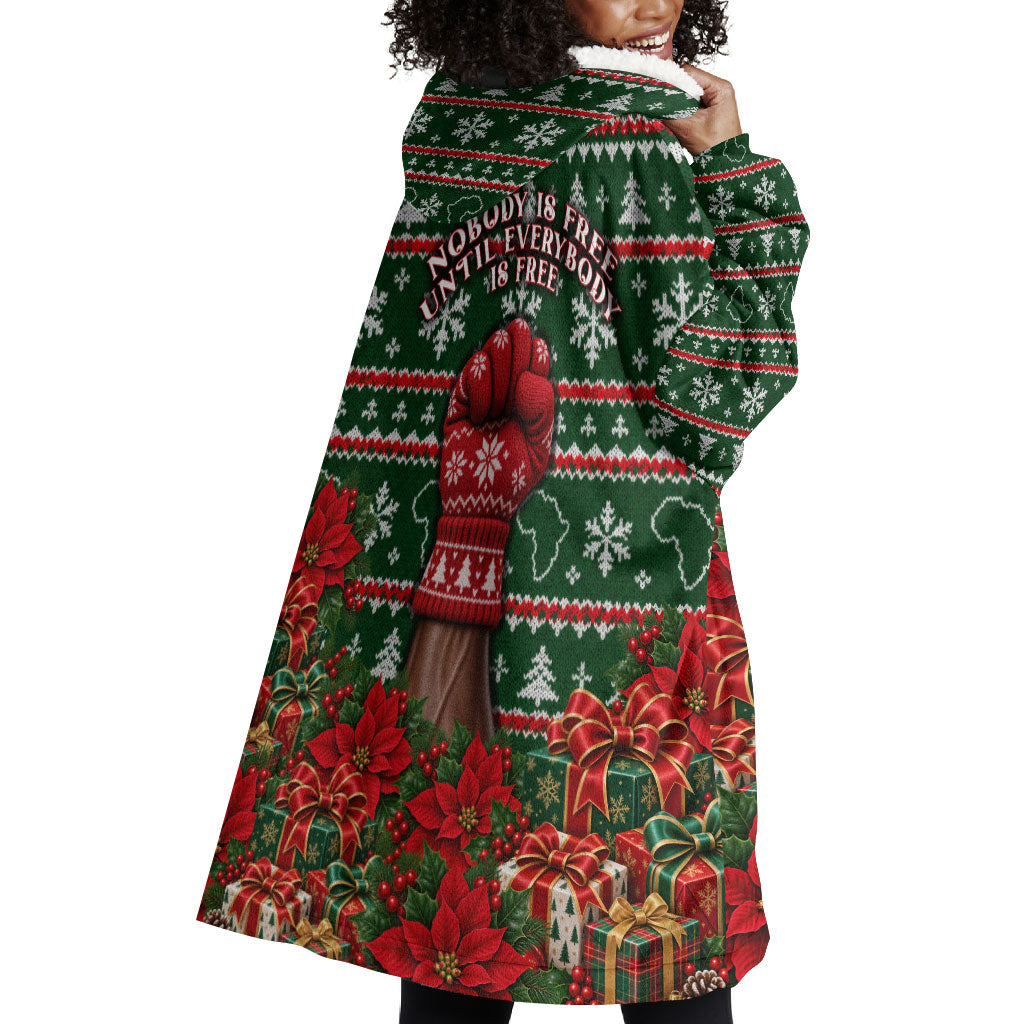Fannie Lou Hamer Christmas Wearable Blanket Hoodie Retro Ugly Christmas Pattern Civil Rights Activist Pan African