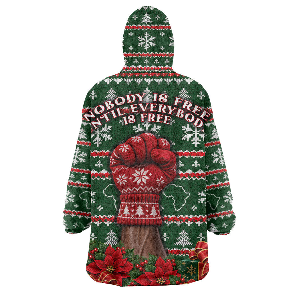 Fannie Lou Hamer Christmas Wearable Blanket Hoodie Retro Ugly Christmas Pattern Civil Rights Activist Pan African