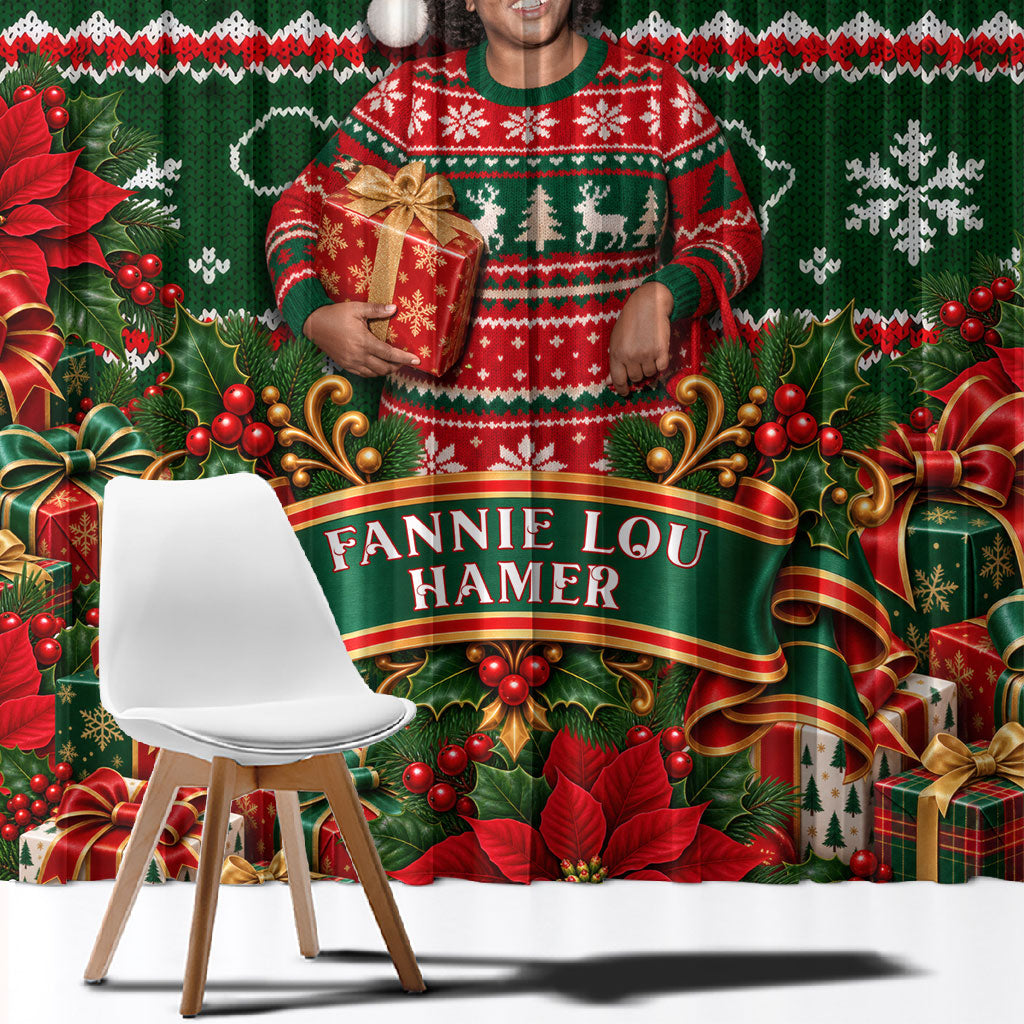 Fannie Lou Hamer Christmas Window Curtain Retro Ugly Christmas Pattern Civil Rights Activist Pan African