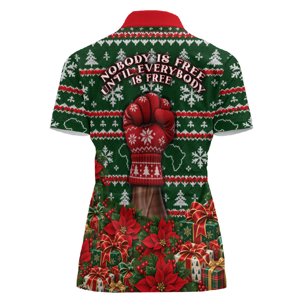 Fannie Lou Hamer Christmas Women Polo Shirt Retro Ugly Christmas Pattern Civil Rights Activist Pan African