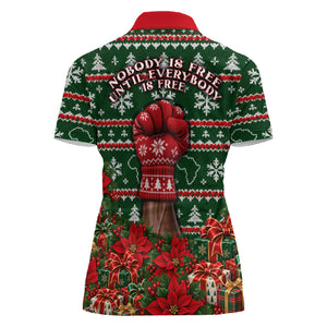 Fannie Lou Hamer Christmas Women Polo Shirt Retro Ugly Christmas Pattern Civil Rights Activist Pan African