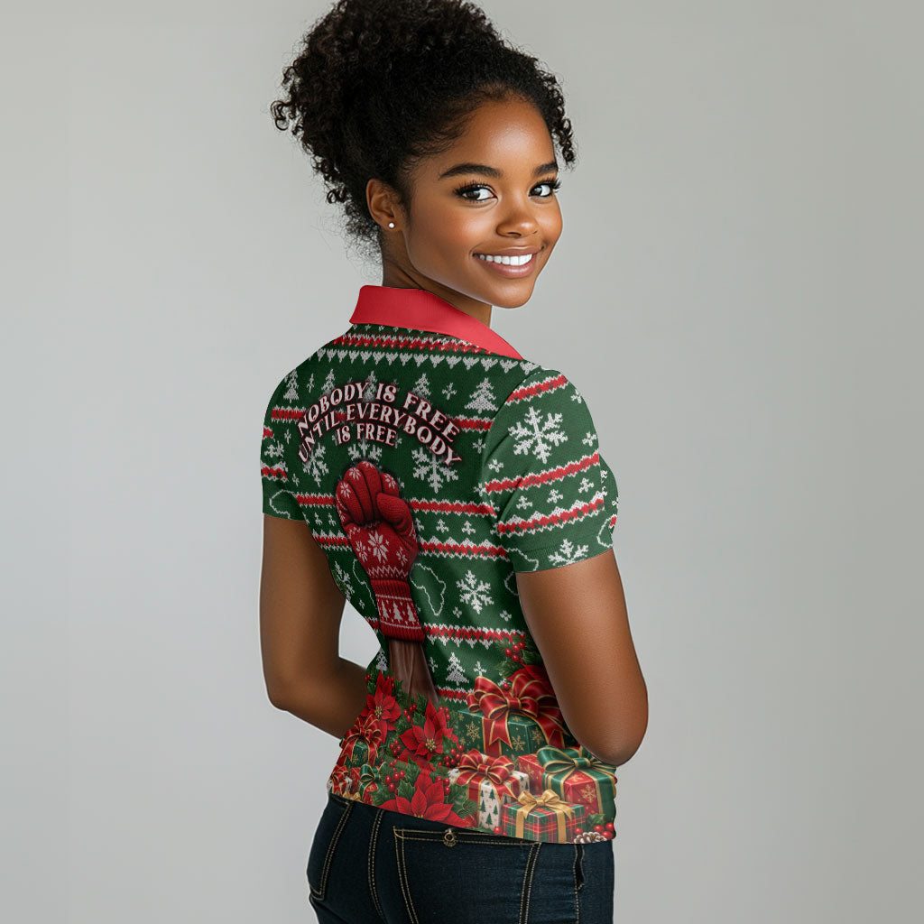 Fannie Lou Hamer Christmas Women Polo Shirt Retro Ugly Christmas Pattern Civil Rights Activist Pan African