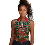 Fannie Lou Hamer Christmas Women Sleeveless Polo Shirt Retro Ugly Christmas Pattern Civil Rights Activist Pan African