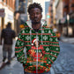 Fannie Lou Hamer Christmas Zip Hoodie Retro Ugly Christmas Pattern Civil Rights Activist Pan African