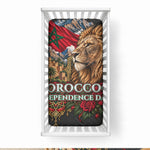 Morocco Independence Day Baby Bed Cover Atlas Lion Red Rose Atlas Mountain Heritage