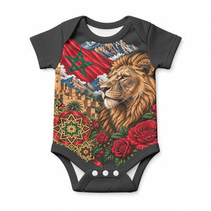 Morocco Independence Day Baby Onesie Atlas Lion Red Rose Atlas Mountain Heritage