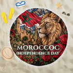 Morocco Independence Day Beach Blanket Atlas Lion Red Rose Atlas Mountain Heritage