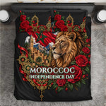 Morocco Independence Day Bedding Set Atlas Lion Red Rose Atlas Mountain Heritage