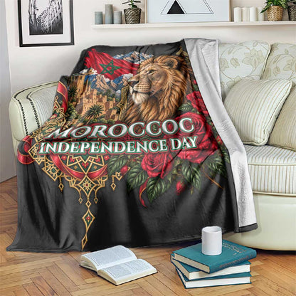 Morocco Independence Day Blanket Atlas Lion Red Rose Atlas Mountain Heritage