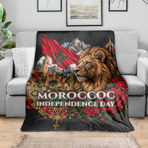 Morocco Independence Day Blanket Atlas Lion Red Rose Atlas Mountain Heritage