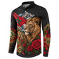 Morocco Independence Day Button Sweatshirt Atlas Lion Red Rose Atlas Mountain Heritage