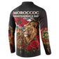 Morocco Independence Day Button Sweatshirt Atlas Lion Red Rose Atlas Mountain Heritage
