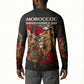 Morocco Independence Day Button Sweatshirt Atlas Lion Red Rose Atlas Mountain Heritage