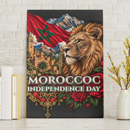 Morocco Independence Day Canvas Wall Art Atlas Lion Red Rose Atlas Mountain Heritage