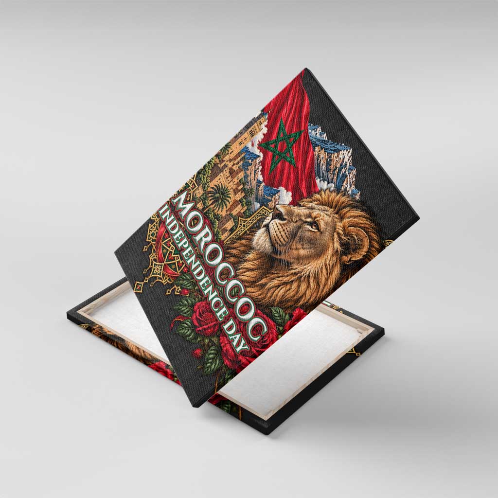 Morocco Independence Day Canvas Wall Art Atlas Lion Red Rose Atlas Mountain Heritage