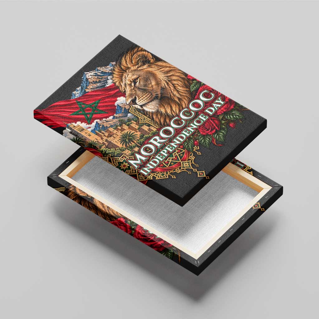 Morocco Independence Day Canvas Wall Art Atlas Lion Red Rose Atlas Mountain Heritage