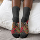 Morocco Independence Day Crew Socks Atlas Lion Red Rose Atlas Mountain Heritage