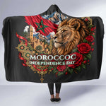 Morocco Independence Day Hooded Blanket Atlas Lion Red Rose Atlas Mountain Heritage