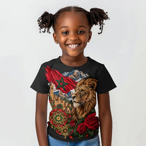 Morocco Independence Day Kid T shirt Atlas Lion Red Rose Atlas Mountain Heritage