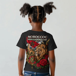 Morocco Independence Day Kid T shirt Atlas Lion Red Rose Atlas Mountain Heritage