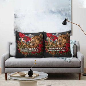 Morocco Independence Day Pillow Cover Atlas Lion Red Rose Atlas Mountain Heritage