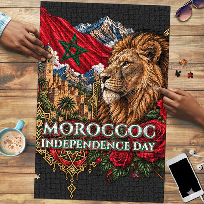 Morocco Independence Day Puzzle Atlas Lion Red Rose Atlas Mountain Heritage