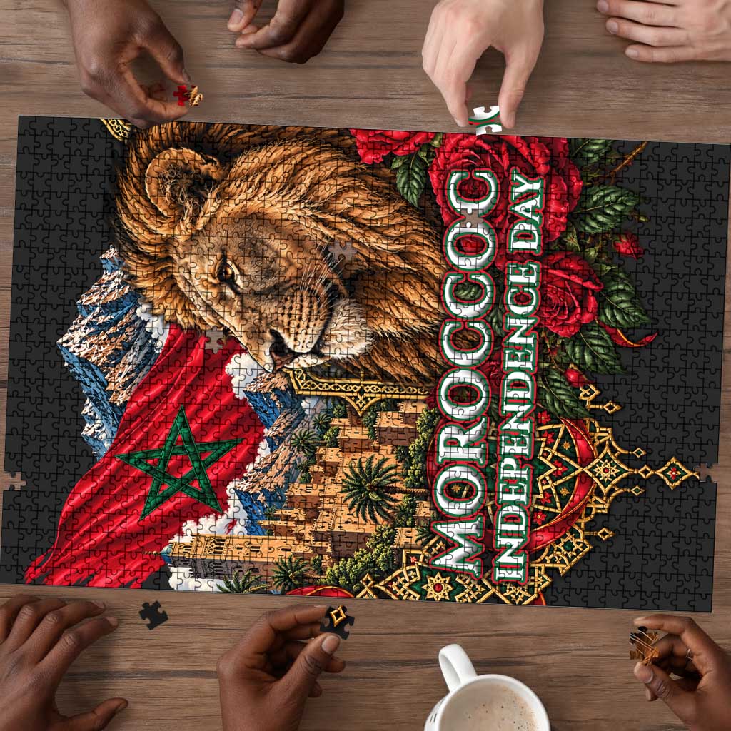 Morocco Independence Day Puzzle Atlas Lion Red Rose Atlas Mountain Heritage